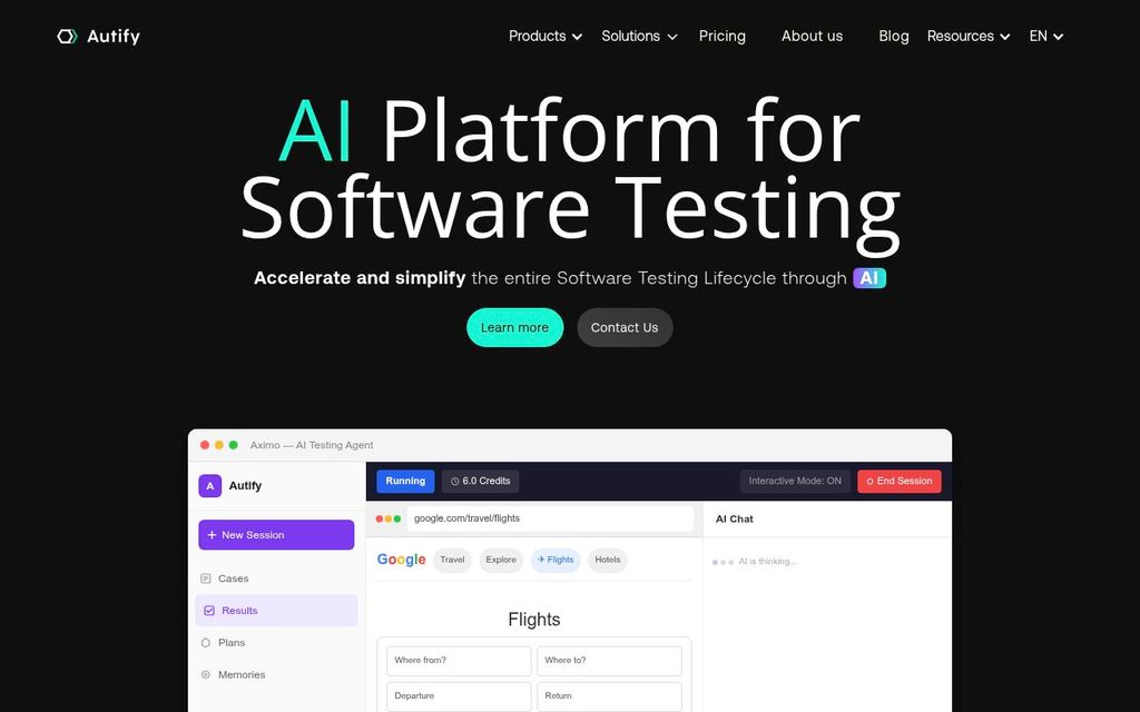 Screenshot of the Autify homepage