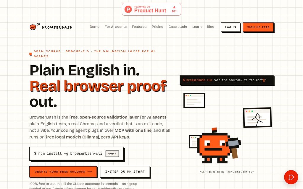 Screenshot of the BrowserBash homepage